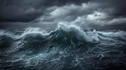 Stormy Sea's Fearsome Power - obrazy, fototapety, plakaty
