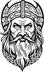 Incredible line art style Viking head vector graphic template, Suitable for logo design, tattoo design or print on demand

