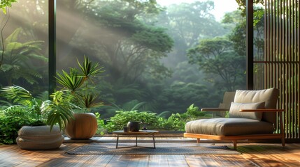 A Living Room Filled With Furniture and Greenery