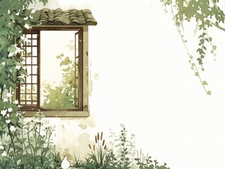 The white walls in the garden have hollow windows, and the windows are very Chinese ancient style