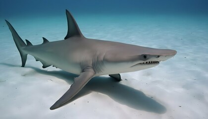 A Hammerhead Shark With Its Eyes Scanning The Ocea