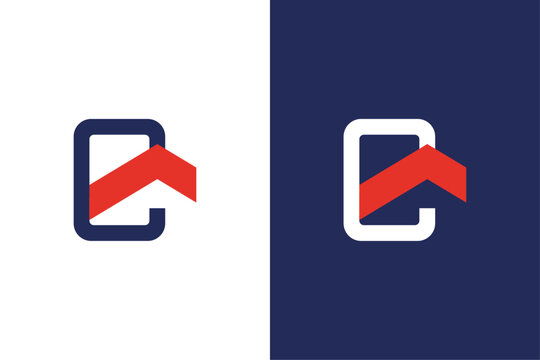 initial C house logo design vector