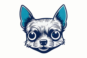 blue  minimalist chihuahua logotype mascot , cute dog face