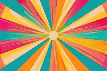 retro groovy background,a bright sunburst design reminiscent of the style from the 60s and 70s
