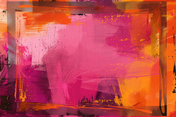 The modern orange and pink summer grunge abstract frame as a background illustration. vibrant colors with a grunge texture, dynamic frame perfect for summer