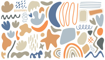 Set of hand drawn shapes and doodle objects. Abstract vector illustration. All elements are isolated.
