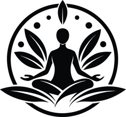 yoga lotus position logo, lotus logo,   Wellness health spa logo