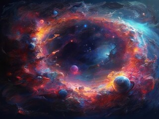 Spectacular outer space background including Earth planet