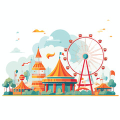 Amusement park background with room for text flat 