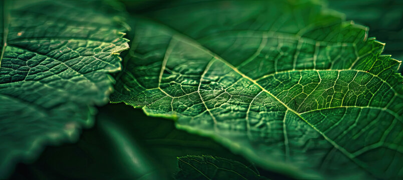 Green leaves abstract background. close up texture of green leaf veins