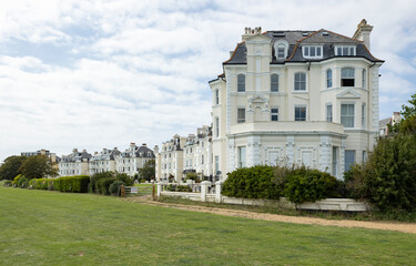 Folkestone, Kent ,uk August 1,  2023 Large Regency Building, holiday homes by a sunny seaside resort