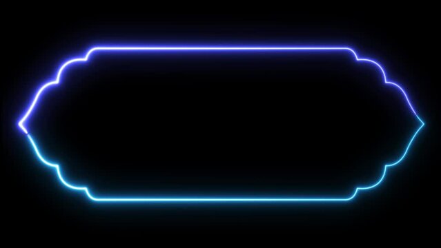 
 Link &times;Title:
Decorative Ornamental Neon Frame Template Isolated on Black Background. Islamic or traditional concept frame template. Ramadan Kareem and Eid Mubarak Islamic concept Frame Template.