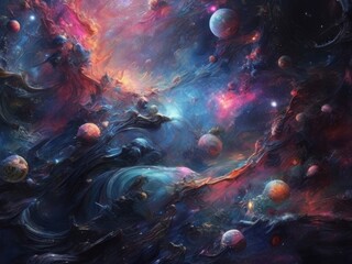 Spectacular outer space background including Earth planet