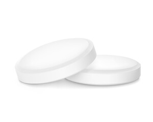 Realistic flat faced plain tablet mockup. Vector illustration isolated on white background. Can be used for medical and cosmetic. Ready for your design. EPS10.