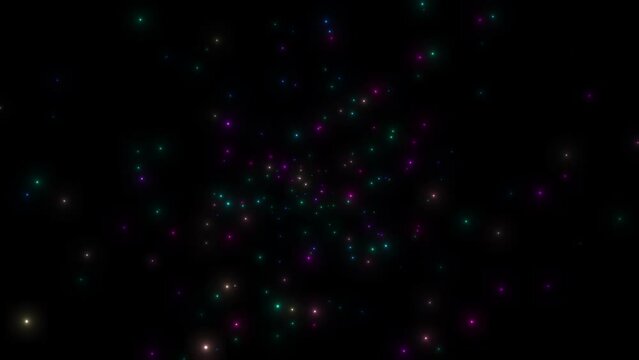 Lots Of Colorful Particle Dot Moving In Space. Dark Energy Sucking All The Particle In Space, Particle Moving Space Tunnel Animation. High Speed Space Tunnel Animation 