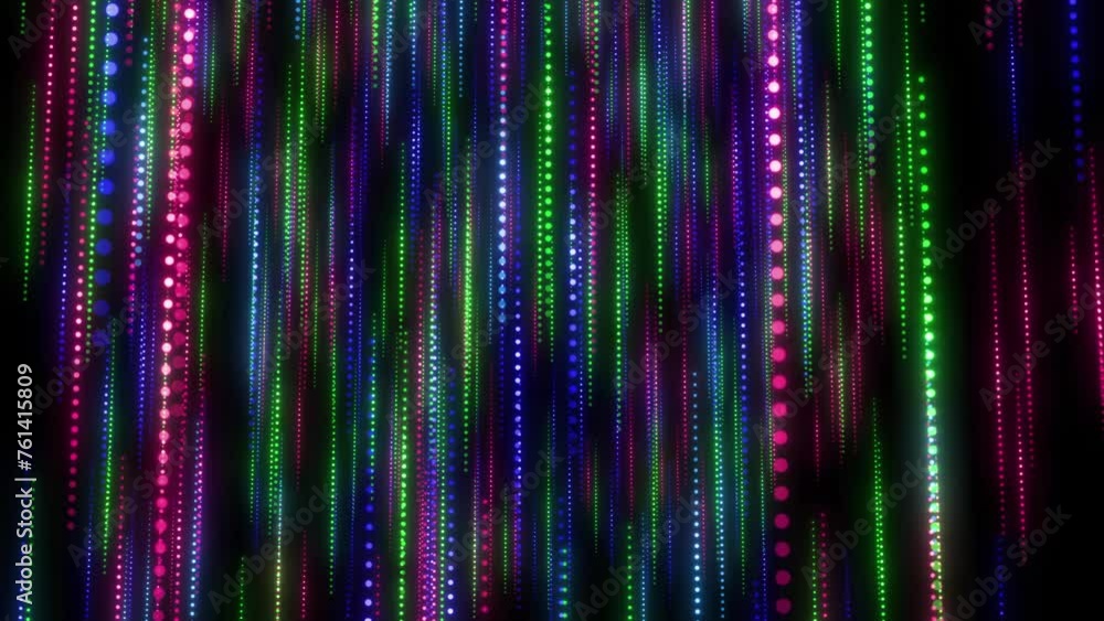 Aufkleber camera flying through colorful particle dot line. computer data high tech background. futuristic dot