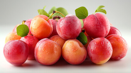 A pile of colorful summer fruits - apricots, nectarines, peaches, plums and red velvet apricots.