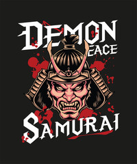 T-shirt Demon oni samurai vector Japanese samurai warrior design illustration