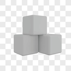 Three white sugar cubes, 3d rendering sugar cubes