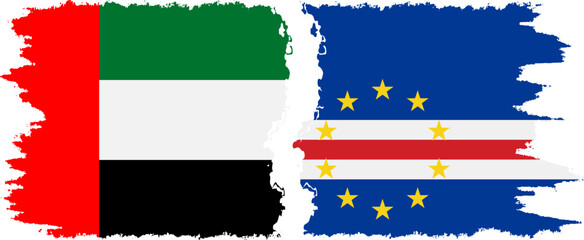 Cape Verde and United Arab Emirates grunge flags connection vector