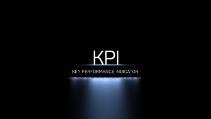 KPI key performance indicator, text, luminous inscription. KPI business concept,banner.3D render