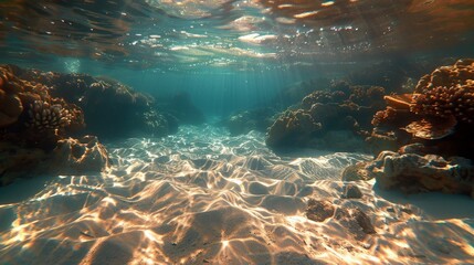 Sunlight Streaming Through Coral Reef