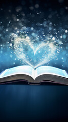 Fantasy book cover with glowing heart and magic lights