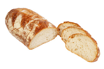 Fresh baked bread isolated on white background