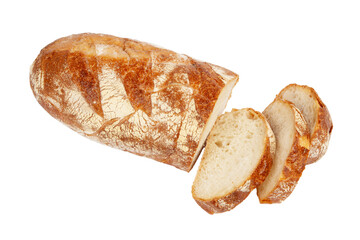 Fresh baked bread isolated on white background