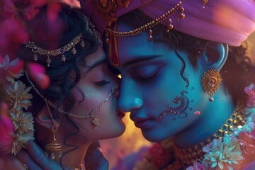 Love and Devotion - A Hindu Couple Embracing Each Other