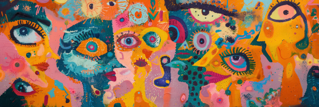 Kaleidoscopic visage with vibrant brushwork.