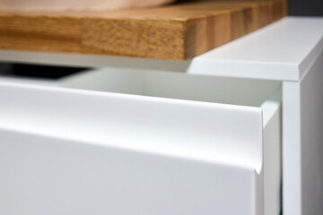 Sliding lockers with PVC extruded G profile handles for bathroom kitchen cabinets. Solutions for...