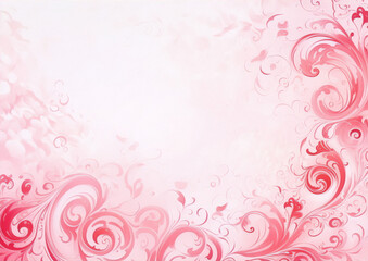 Pink and white floral ornament on a light pink background.