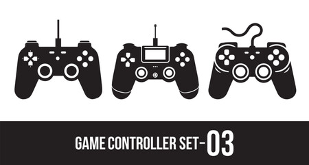 Video game controller silhouette vector set. video game controller, video game controller icon 