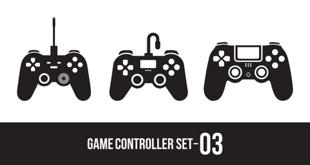 Video game controller silhouette vector set. video game controller, video game controller icon  © Turzo Khan