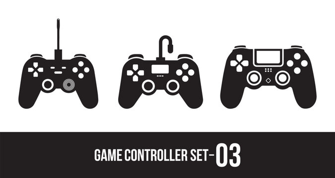 Video game controller silhouette vector set. video game controller, video game controller icon 