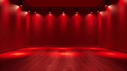 Empty Spotlight Red Room Background