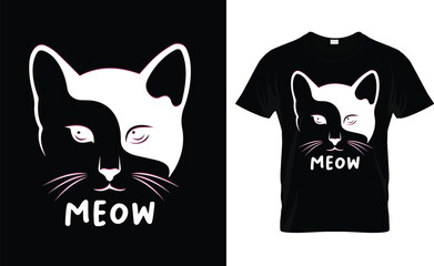 Cat face t-shirt design.Colorful and fashionable t-shirt design for men and women.
