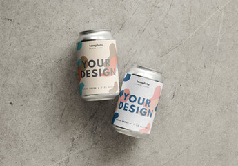 Mockup of customizable 12 oz beer cans