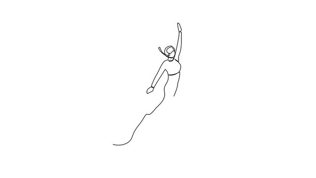 Animated self drawing of the people is diving to see the beautiful coral reefs on the seabed video illustration. People diving activity illustration in simple linear style video design concept