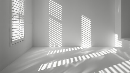 Striped Shadows in White Room