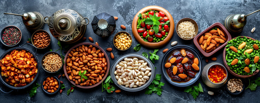 Image of food during the holy month of Ramadan. National dishes. Traditions and culture