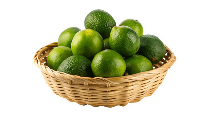 fresh limes in basket isolated on Transparent background.