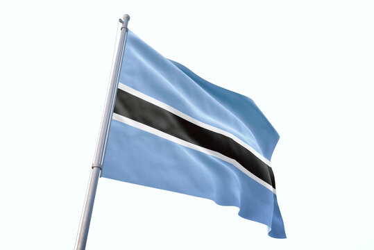 Waving flag of Botswana in white background. Botswana flag for independence day. The symbol of the state on wavy fabric.