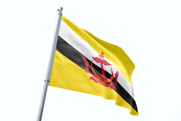 Waving flag of Brunei in white background. Brunei flag for independence day. The symbol of the...