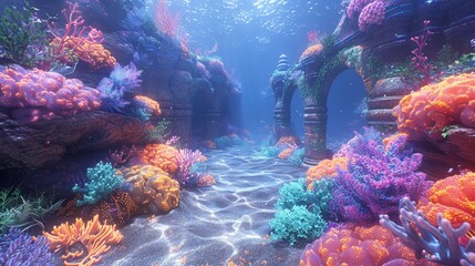 Undersea coral fortress mystical archways