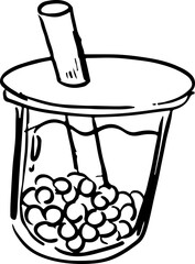 sketch boba juice hand drawn