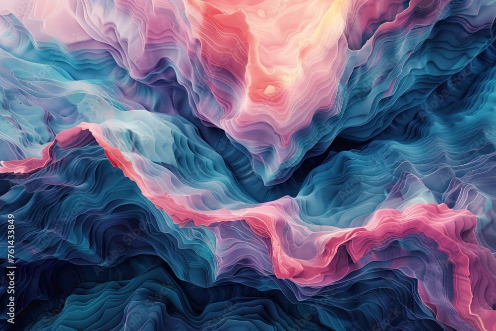 Poster surreal colorful landscape inspired by grand canyon. rock formations. abstract colorful background i
