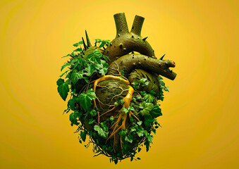 green heart made of plants