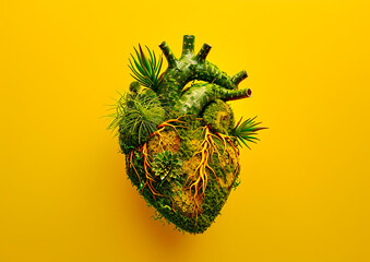 green heart made of plants